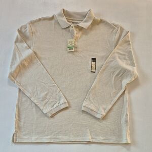 Classic Cream Long-Sleeve Polo Shirt